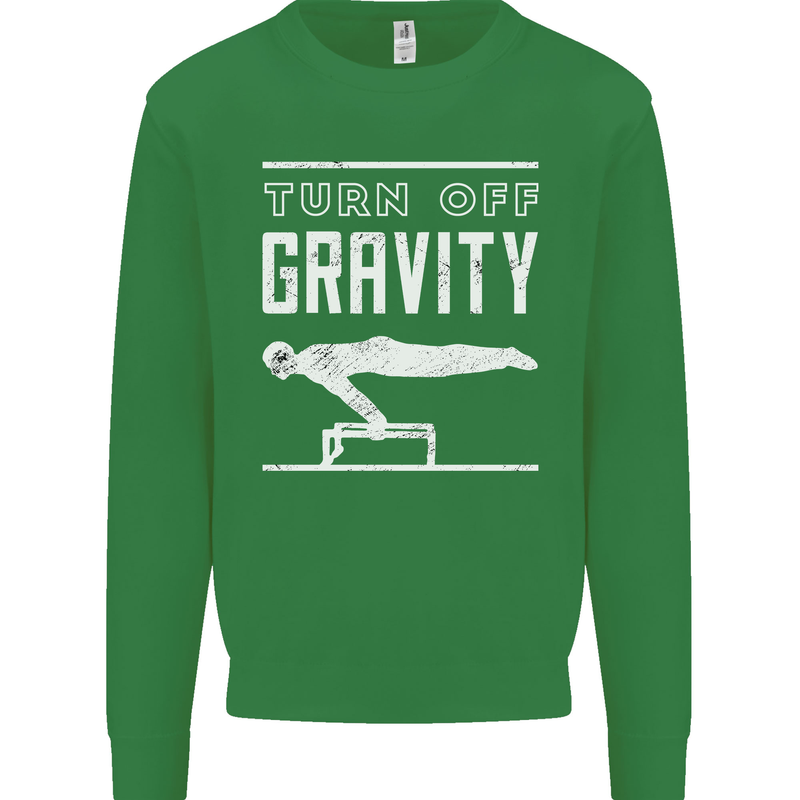 Gymnastics Turn Off Gravity Gymnast Pommel Horse Kids Sweatshirt Jumper Irish Green