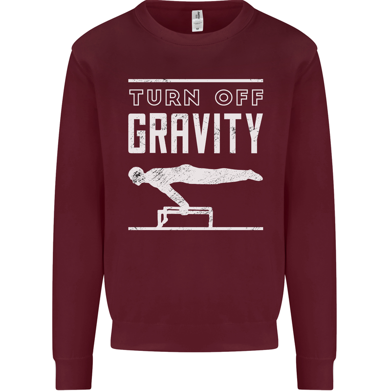 Gymnastics Turn Off Gravity Gymnast Pommel Horse Kids Sweatshirt Jumper Maroon
