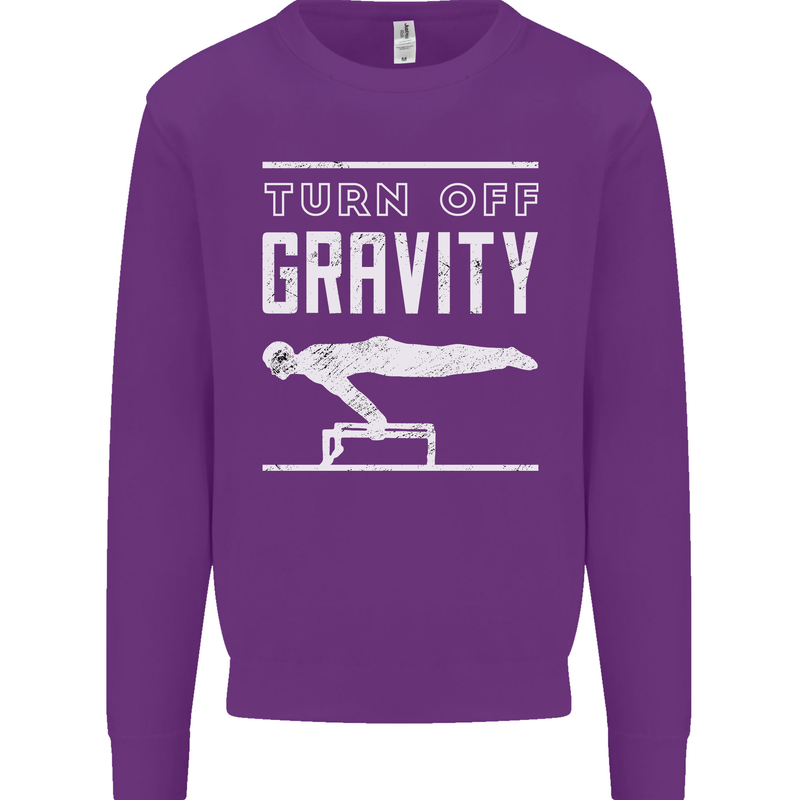 Gymnastics Turn Off Gravity Gymnast Pommel Horse Kids Sweatshirt Jumper Purple