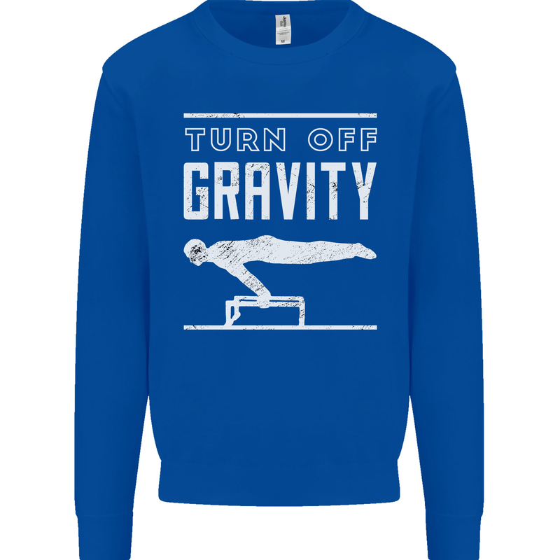 Gymnastics Turn Off Gravity Gymnast Pommel Horse Kids Sweatshirt Jumper Royal Blue