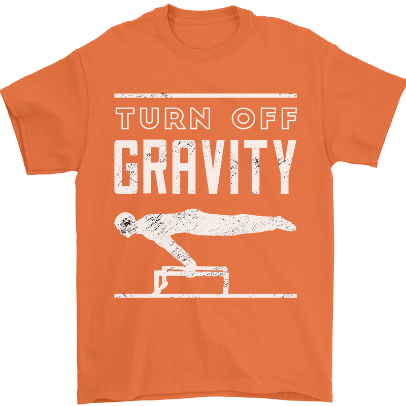 Gymnastics Turn Off Gravity Gymnast Pommel Horse Mens T-Shirt 100% Cotton Orange