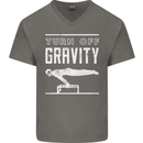 Gymnastics Turn Off Gravity Gymnast Pommel Horse Mens V-Neck Cotton T-Shirt Charcoal