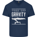 Gymnastics Turn Off Gravity Gymnast Pommel Horse Mens V-Neck Cotton T-Shirt Navy Blue