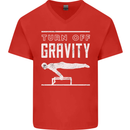 Gymnastics Turn Off Gravity Gymnast Pommel Horse Mens V-Neck Cotton T-Shirt Red