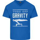 Gymnastics Turn Off Gravity Gymnast Pommel Horse Mens V-Neck Cotton T-Shirt Royal Blue