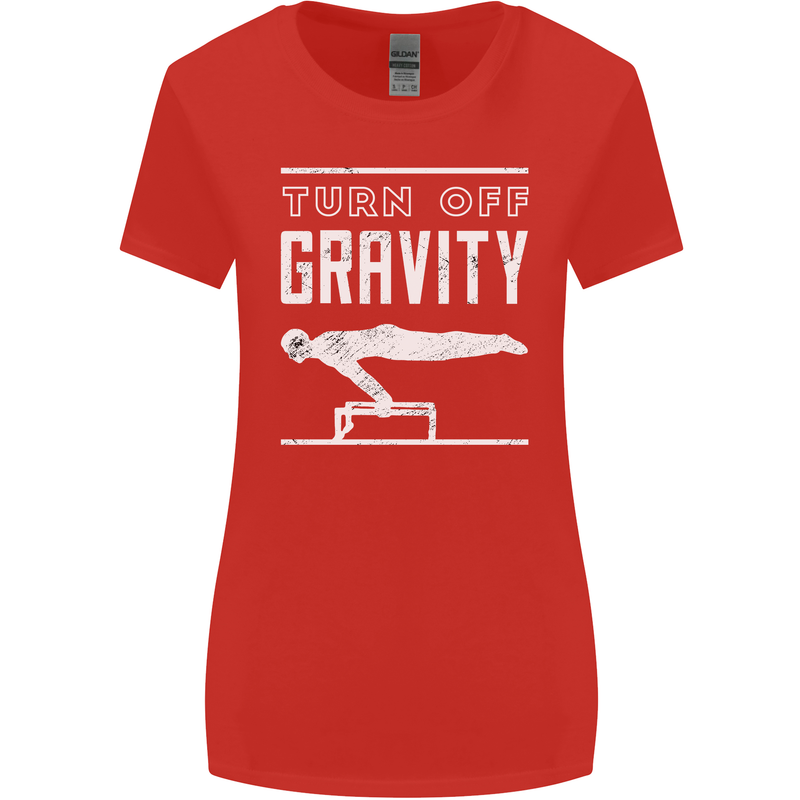 Gymnastics Turn Off Gravity Gymnast Pommel Horse Womens Wider Cut T-Shirt Red