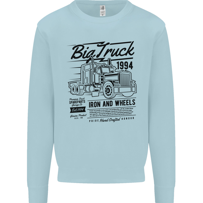 HGV Driver Big Truck Lorry Kids Sweatshirt Jumper Light Blue