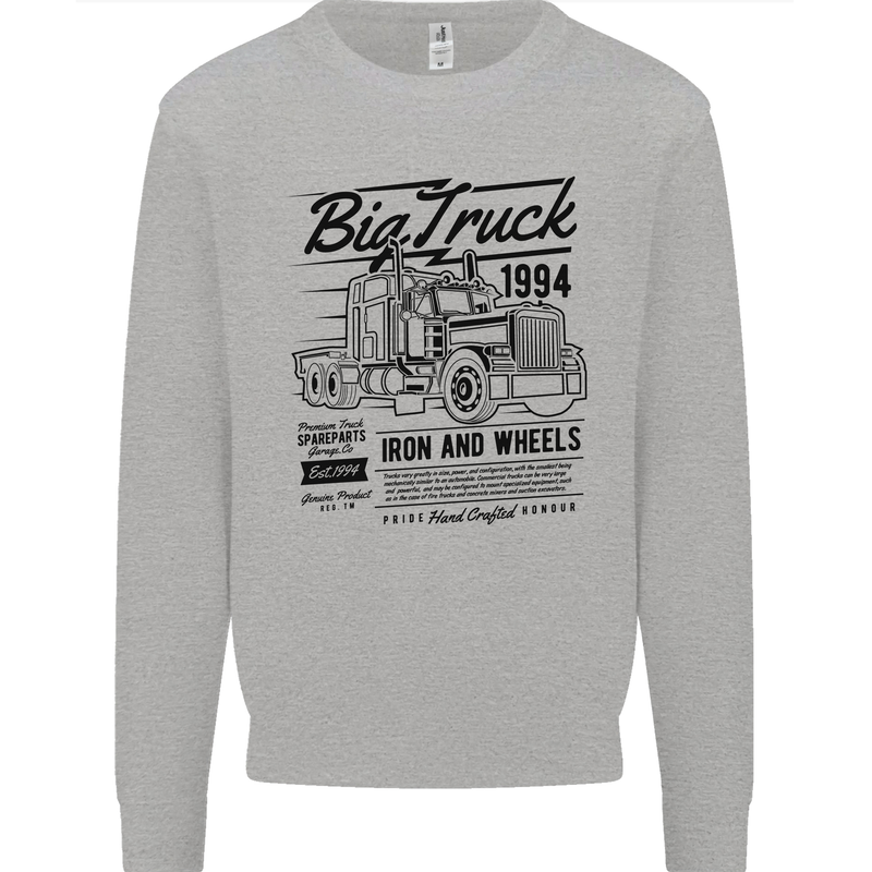 HGV Driver Big Truck Lorry Kids Sweatshirt Jumper Sports Grey