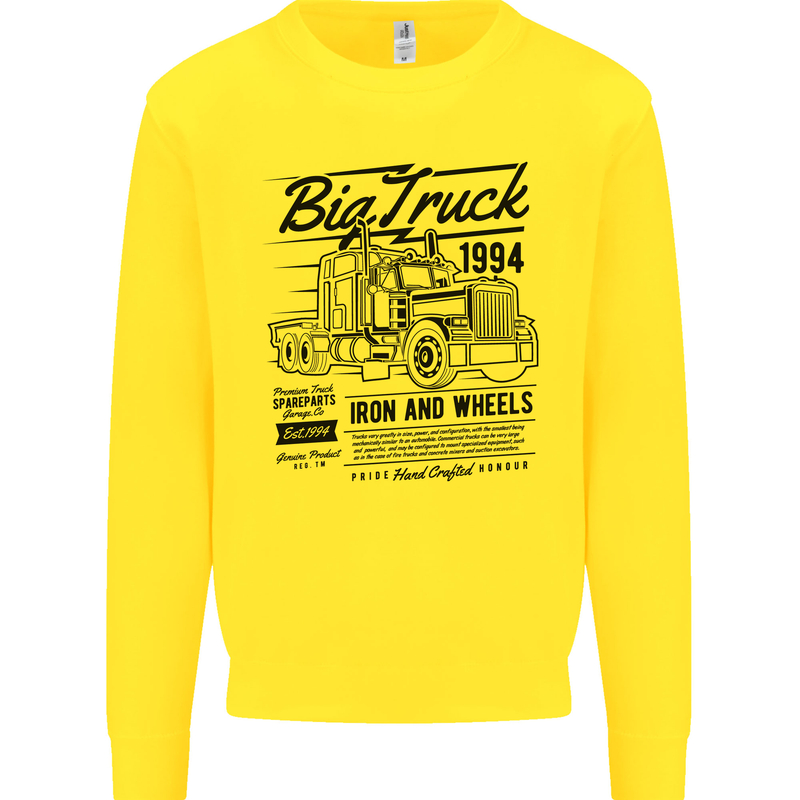 HGV Driver Big Truck Lorry Kids Sweatshirt Jumper Yellow