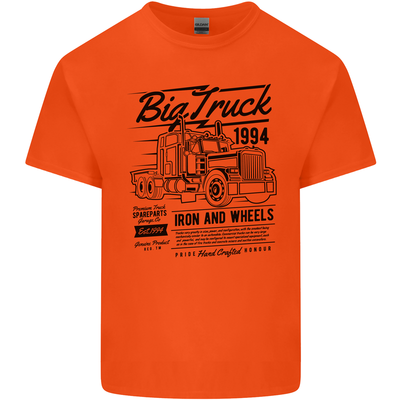 HGV Driver Big Truck Lorry Mens Cotton T-Shirt Tee Top Orange