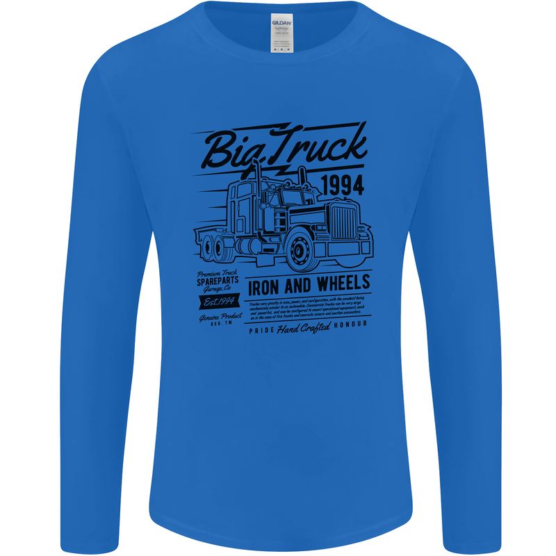 HGV Driver Big Truck Lorry Mens Long Sleeve T-Shirt Royal Blue