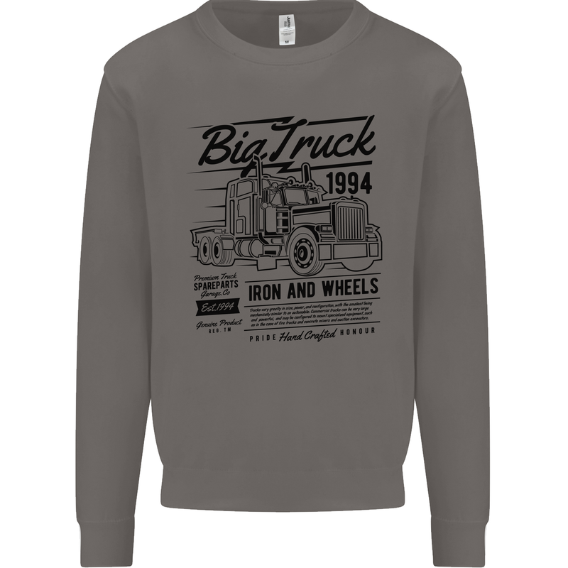 HGV Driver Big Truck Lorry Mens Sweatshirt Jumper Charcoal