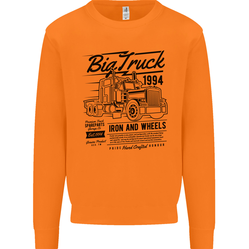 HGV Driver Big Truck Lorry Mens Sweatshirt Jumper Orange