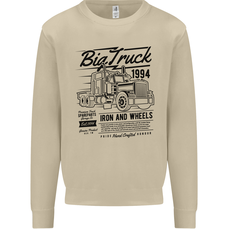 HGV Driver Big Truck Lorry Mens Sweatshirt Jumper Sand