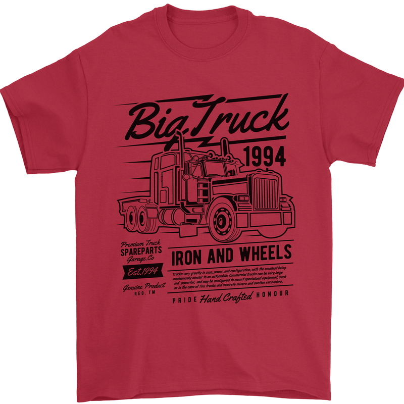 HGV Driver Big Truck Lorry Mens T-Shirt 100% Cotton Red
