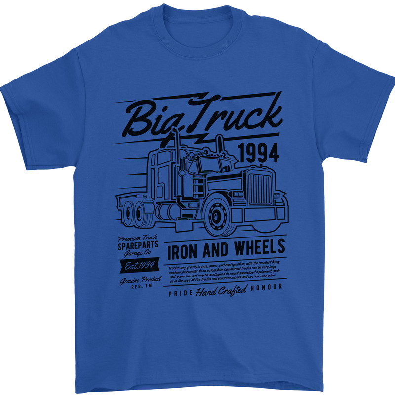 HGV Driver Big Truck Lorry Mens T-Shirt 100% Cotton Royal Blue