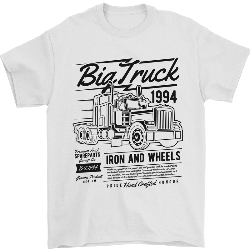 HGV Driver Big Truck Lorry Mens T-Shirt 100% Cotton White