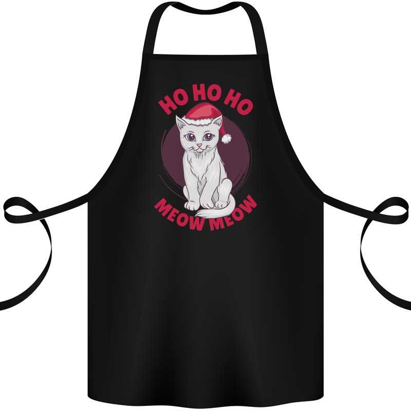HO HO HO Funny Christmas Cat Xmas Meow Cotton Apron 100% Organic Black