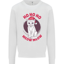 HO HO HO Funny Christmas Cat Xmas Meow Kids Sweatshirt Jumper White