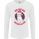 HO HO HO Funny Christmas Cat Xmas Meow Mens Long Sleeve T-Shirt White