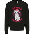 HO HO HO Funny Christmas Cat Xmas Meow Mens Sweatshirt Jumper Black