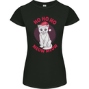 HO HO HO Funny Christmas Cat Xmas Meow Womens Petite Cut T-Shirt Black