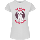 HO HO HO Funny Christmas Cat Xmas Meow Womens Petite Cut T-Shirt White