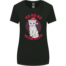 HO HO HO Funny Christmas Cat Xmas Meow Womens Wider Cut T-Shirt Black