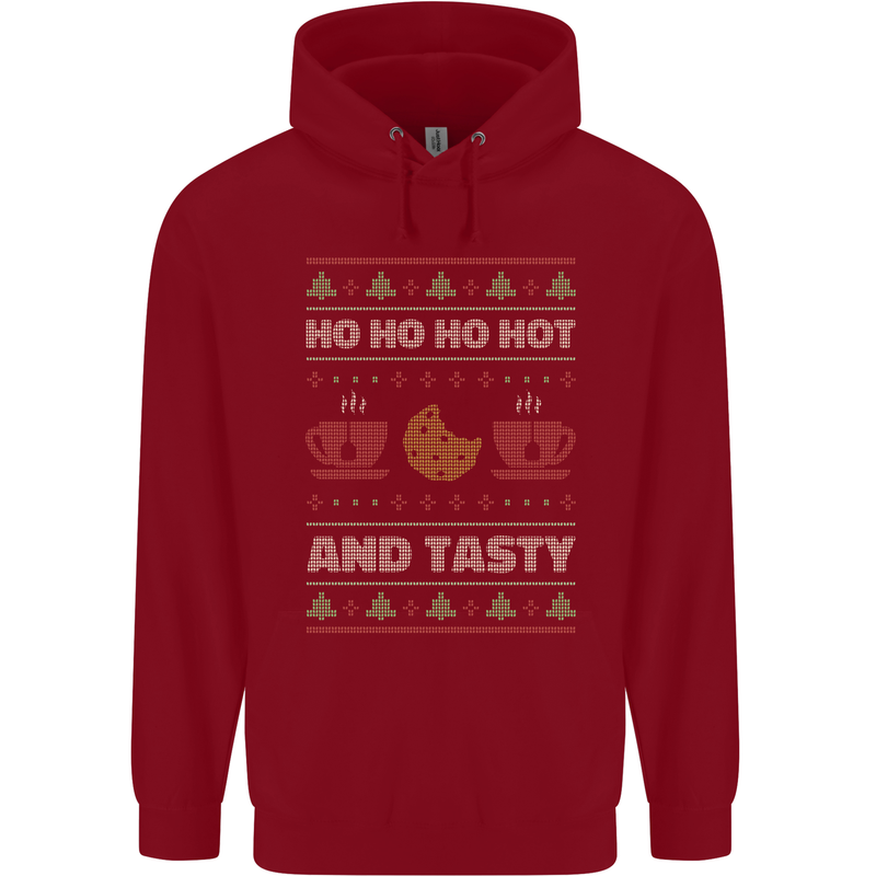 HO HO HO Hot & Tasty Funny Christmas Xmas Childrens Kids Hoodie Red