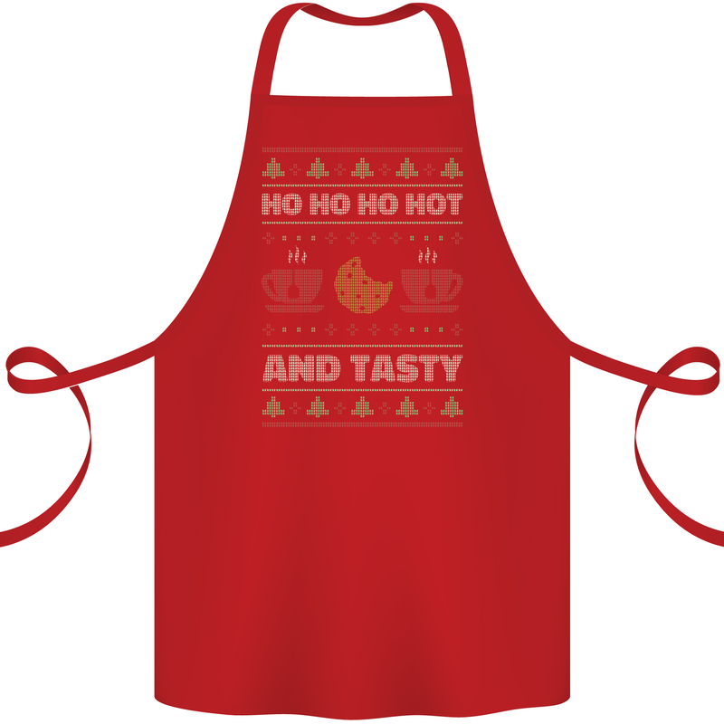HO HO HO Hot & Tasty Funny Christmas Xmas Cotton Apron 100% Organic Red
