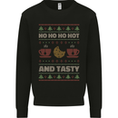 HO HO HO Hot & Tasty Funny Christmas Xmas Kids Sweatshirt Jumper Black