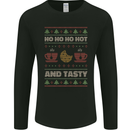 HO HO HO Hot & Tasty Funny Christmas Xmas Mens Long Sleeve T-Shirt Black