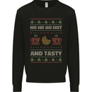 HO HO HO Hot & Tasty Funny Christmas Xmas Mens Sweatshirt Jumper Black