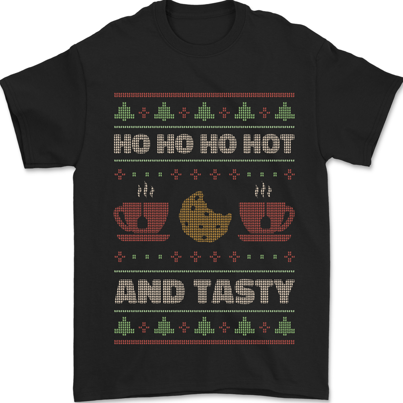 HO HO HO Hot & Tasty Funny Christmas Xmas Mens T-Shirt 100% Cotton Black