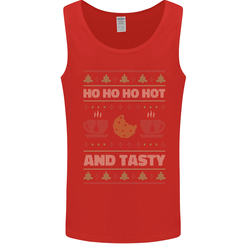 HO HO HO Hot & Tasty Funny Christmas Xmas Mens Vest Tank Top Red
