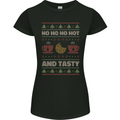 HO HO HO Hot & Tasty Funny Christmas Xmas Womens Petite Cut T-Shirt Black