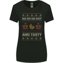 HO HO HO Hot & Tasty Funny Christmas Xmas Womens Wider Cut T-Shirt Black
