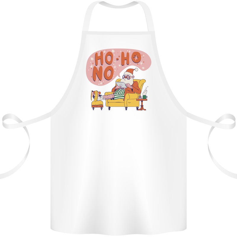 HO HO No Funny Lazy Christmas Bah Humbug Xmas Cotton Apron 100% Organic White