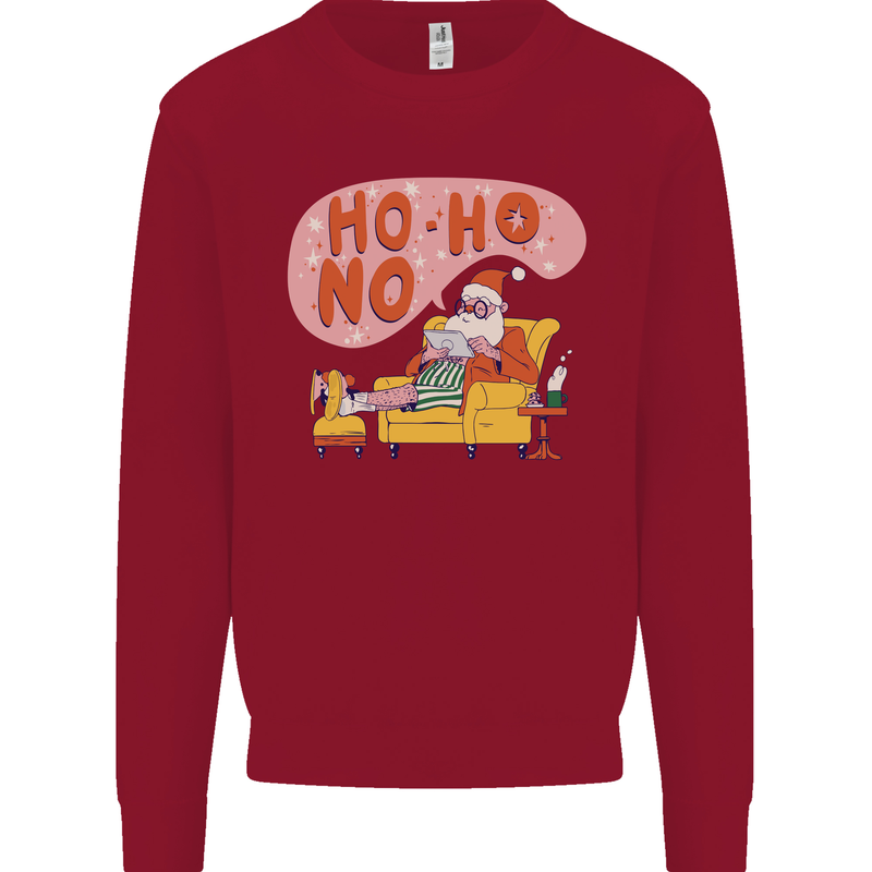 HO HO No Funny Lazy Christmas Bah Humbug Xmas Kids Sweatshirt Jumper Red