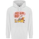 HO HO No Funny Lazy Christmas Bah Humbug Xmas Mens 80% Cotton Hoodie White
