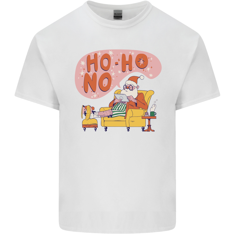 HO HO No Funny Lazy Christmas Bah Humbug Xmas Mens Cotton T-Shirt Tee Top White