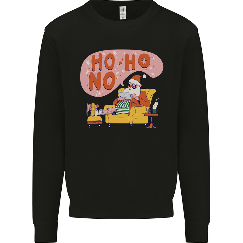 HO HO No Funny Lazy Christmas Bah Humbug Xmas Mens Sweatshirt Jumper Black