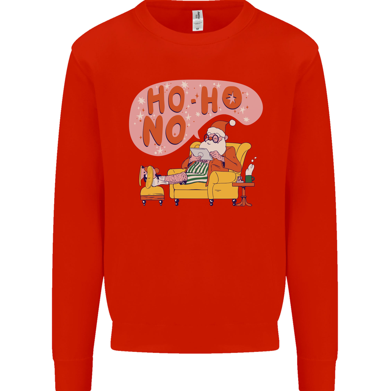 HO HO No Funny Lazy Christmas Bah Humbug Xmas Mens Sweatshirt Jumper Bright Red