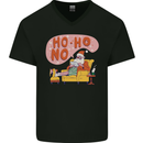 HO HO No Funny Lazy Christmas Bah Humbug Xmas Mens V-Neck Cotton T-Shirt Black