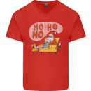 HO HO No Funny Lazy Christmas Bah Humbug Xmas Mens V-Neck Cotton T-Shirt Red