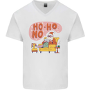 HO HO No Funny Lazy Christmas Bah Humbug Xmas Mens V-Neck Cotton T-Shirt White