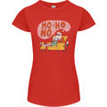 HO HO No Funny Lazy Christmas Bah Humbug Xmas Womens Petite Cut T-Shirt Red