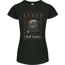 Hail Santa Demonic Evil Anti Christmas Xmas Womens Petite Cut T-Shirt Black