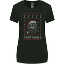Hail Santa Demonic Evil Anti Christmas Xmas Womens Wider Cut T-Shirt Black