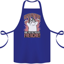 Hail the All Mighty Frenchie French Bulldog Dog Cotton Apron 100% Organic Royal Blue